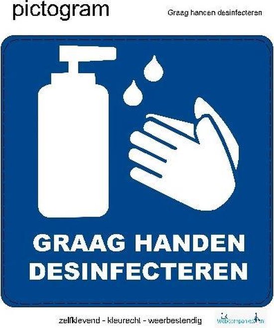 Symposium Over instelling Het pad Handen desinfecteren | Corona sticker | 10x10cm pictogram | bol.com