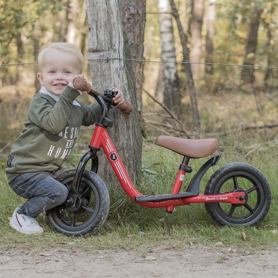 Bandits & Angels Metalen Loopfiets Starter Rood met Voetenplan vanaf 2 Jaar - Limited Edition - Rode Loop Fiets - Verstelbaar Zadel 29 tot 39 cm - Voor Jongens en Meisjes - Compact en Veilig - Lage Instap met Voetenplank van Bandits & Angels — afbeelding 3
