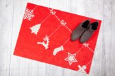 Kerstmis vloerkleed tapijt kinderkamer Christmas Red Figures – Wasbaar – Antislip – 85x60