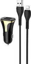 HOCO Z31 Universe - Quick Charger Auto-oplader - QC 3.0 18W 3.4A Autolader + Lightning kabel - Voor Apple iPhone - Zwart