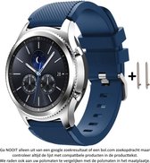 Donker Blauw Siliconen Bandje voor bepaalde 22mm smartwatches van verschillende bekende merken (zie lijst met compatibele modellen in producttekst) - Maat: zie maatfoto – 22 mm rubber smartwatch strap