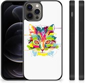 GSM Hoesje Geschikt voor iPhone 12 Pro Max Mobiel TPU Hardcase met Zwarte rand Cat Color