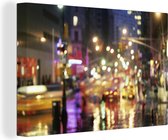 Canvas Schilderij New York - Lichten - Nacht - 30x20 cm - Wanddecoratie