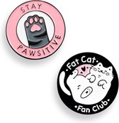 Katten Emaille pins | Stay Pawsitive | 2 stuks