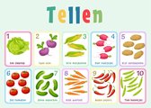 Poster Tellen - 1 tot en met 10 groenten - Rekenen en Meten - Schoolplaat kinderen - Large 50x70 cm
