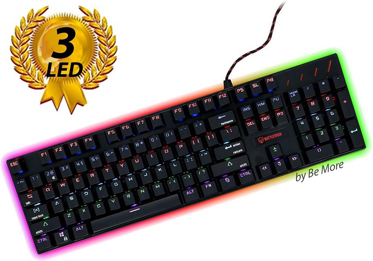 Battletron Gaming toetsenbord - membraan game keyboard - Qwerty Led RGB  verlichting -... | bol.com