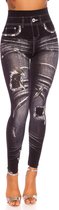 Jeans Legging Dames - Slijtage Zwart - Maat M/L 'Jakobe'