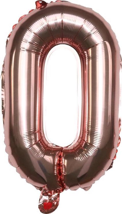 Folie Ballonnen XL Cijfer 0 , Rose Goud, 86cm, Verjaardag, Feest, Party, Decoratie, Versiering, Miracle Shop