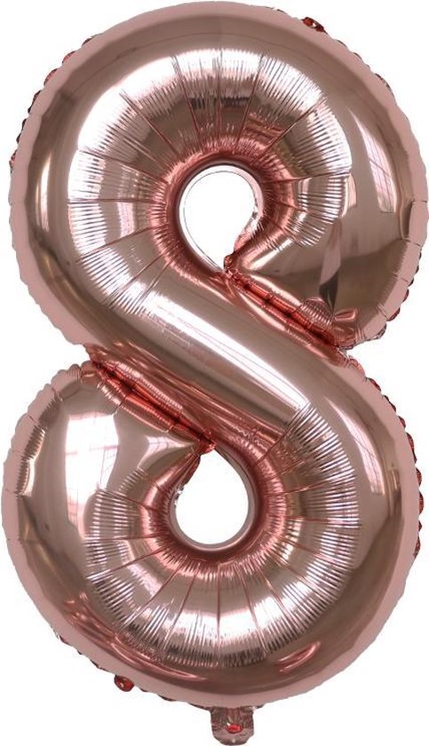 Folie Ballonnen XL Cijfer 8 , Rose Goud, 86cm, Verjaardag, Feest, Party, Decoratie, Versiering, Miracle Shop
