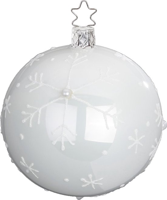 Twee Witte Kerstballen Met Vallende Sneeuwvlokken - Handgemaakt In  Duitsland | Bol.Com