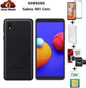 Samsung Galaxy A01 Core 2020| 16GB | Dual sim | Zwart| + 16GB SD kaart + Hoesje + Beschermglas + NL simkaart