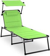Blumfeldt Amalfi Juicy Lime ligstoel ligbed tuinligbed bedoppervlak (ergonomische vorm, verstelbare zonneklep, 5-voudig verstelbare rugleuning, metalen frame, poedercoating) groen