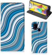 Hoesje Geschikt voor Samsung Galaxy M31 Book Case Golven Blauw