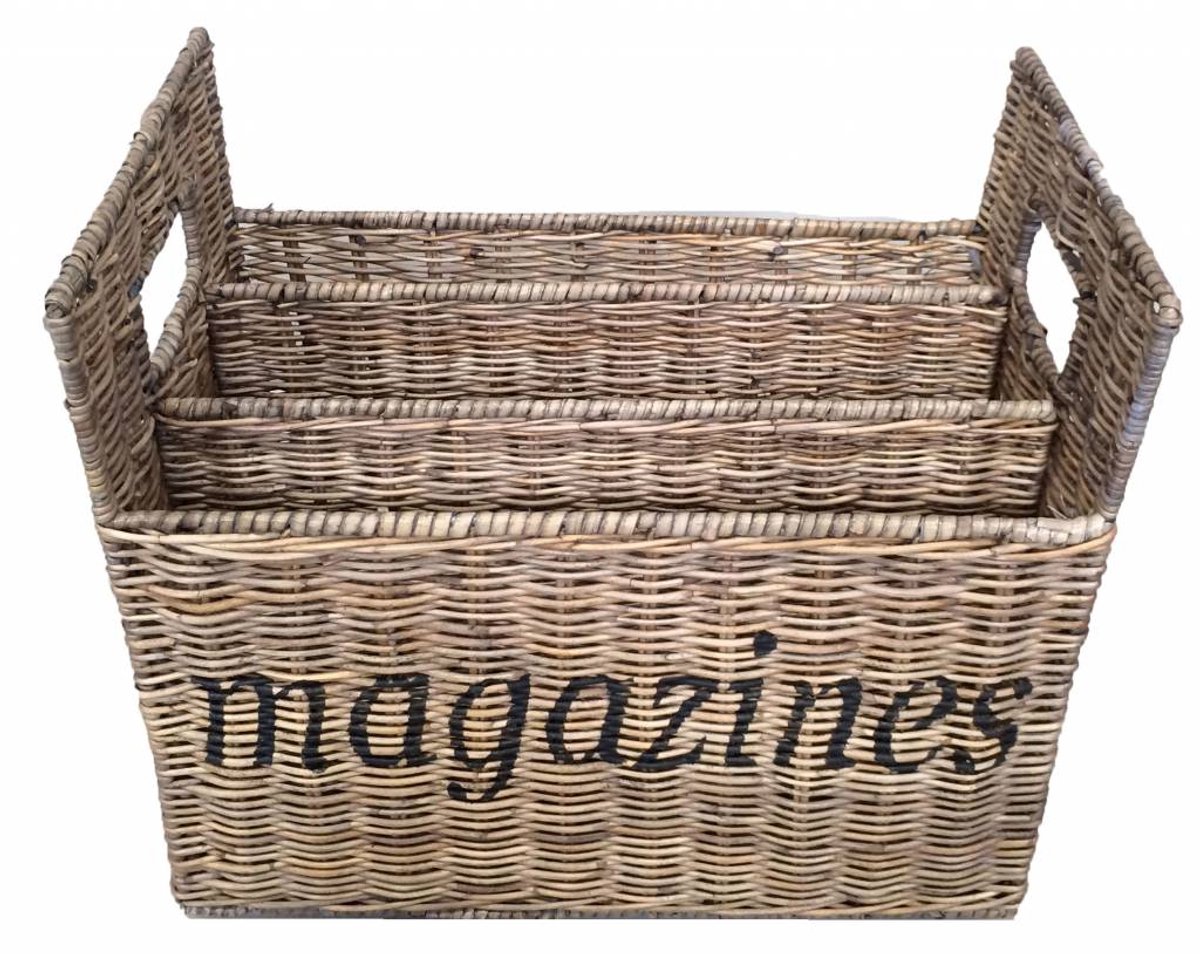 Rieten Lectuurmand - Tijdschriftenmand - Krantenbak - Opbergmand - MAGAZINES - Rattan - Landelijke Stijl - Decoshoppen.nl
