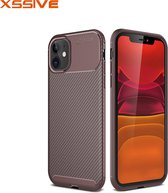 Xssive Soft Case - Carbon TPU - Back Cover voor Apple iPhone 12 Mini (5.4) - Bruin