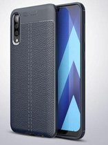 Xssive Leder look TPU Cover voor Samsung Galaxy A50 - Blauw