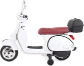 Elektrische Kinderscooter Vespa PX150 Piaggio Wit 12V met Koffer en Lederen zitting