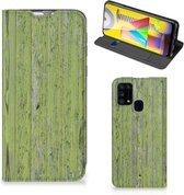 Telefoon Hoesje Geschikt voor Samsung Galaxy M31 Wallet Case Green Wood