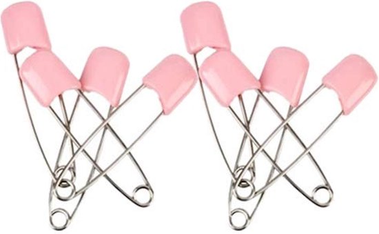 4 veiligheidsspelden met beschermkap - licht roze - 5,4 cm - baby safety pins - pink rose