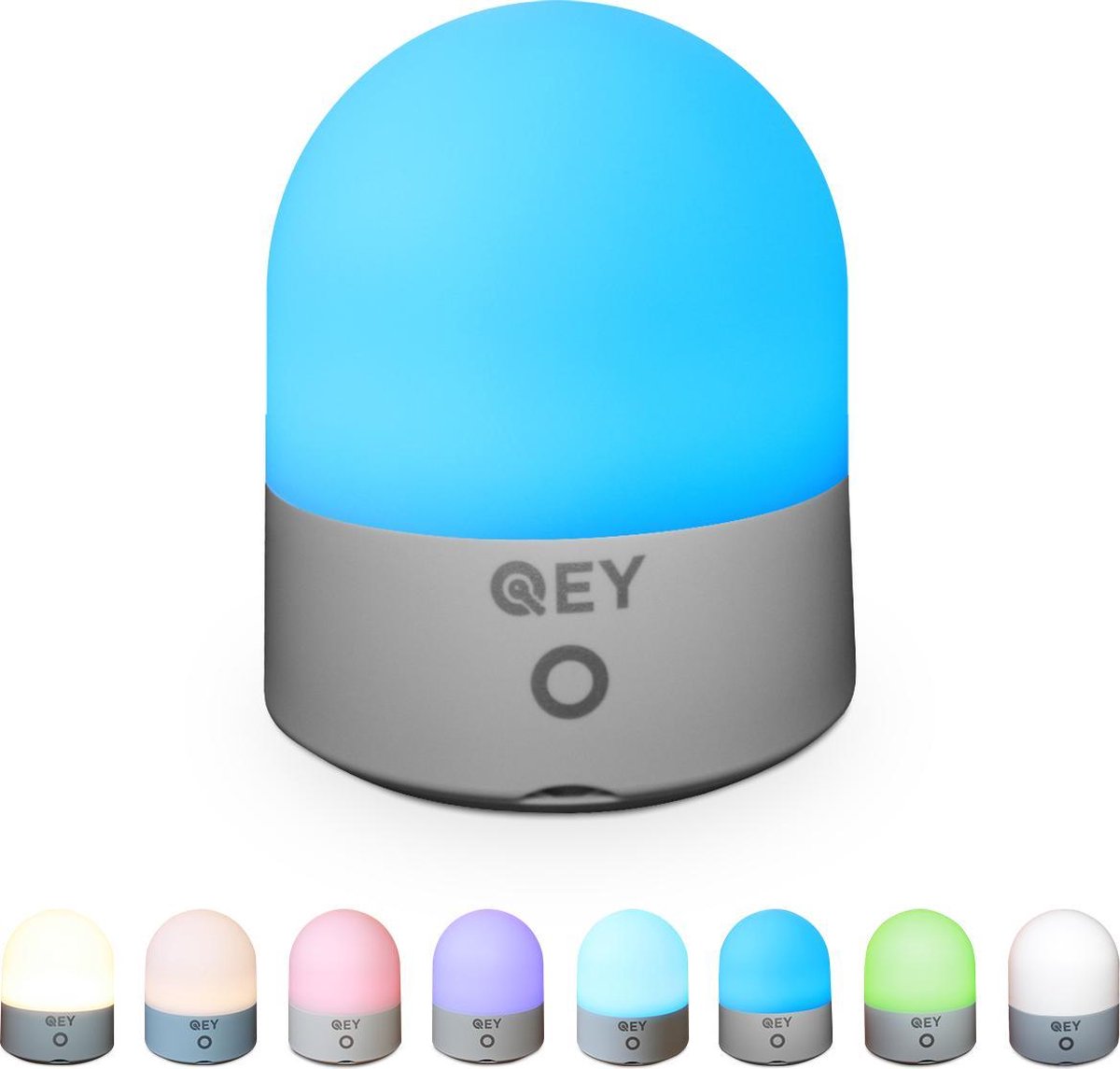 QEY - USB Oplaadbaar Nachtlampje 8 Instelbare Kleuren - LED verlichting - Leeslamp - Tafellamp - Bedlamp voor Baby, Kinderen & Volwassenen - Kinderkamer - Dimbaar - Touch Control - Multi kleur & Wit licht -  RGB Nachtlamp - QEY