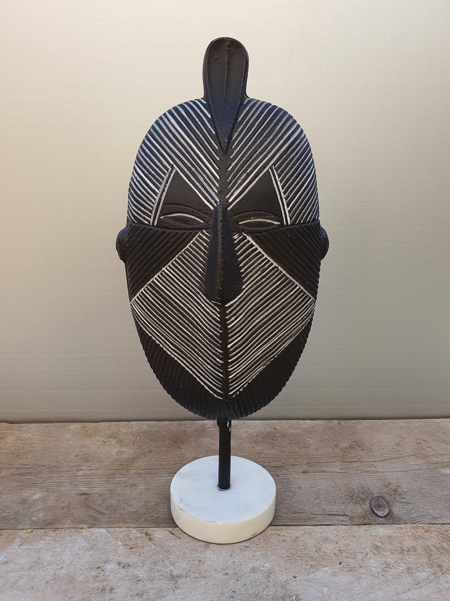 Stand mask decoration beeld zwart b6xL20xh47cm