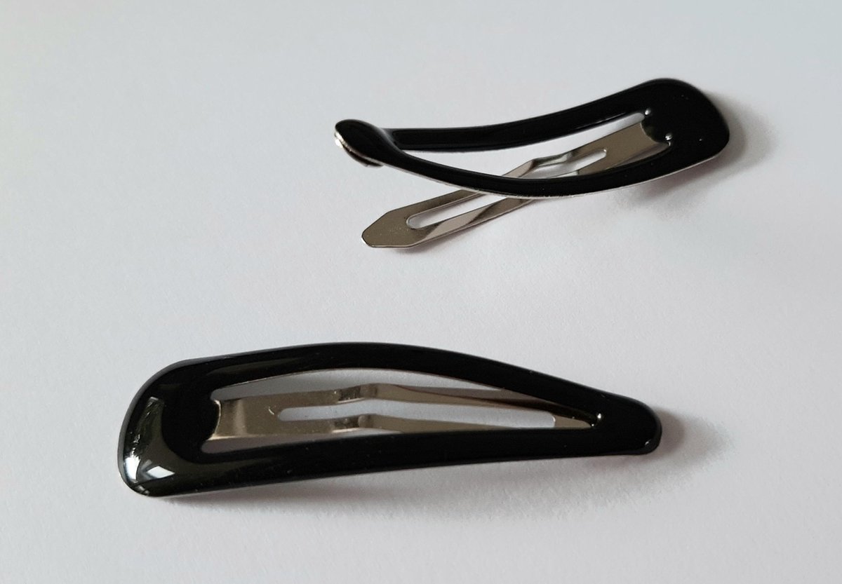 4 stuks clic clac haarspelden zwart - 4,9 x 1,3 cm - haarclips metaal zwart