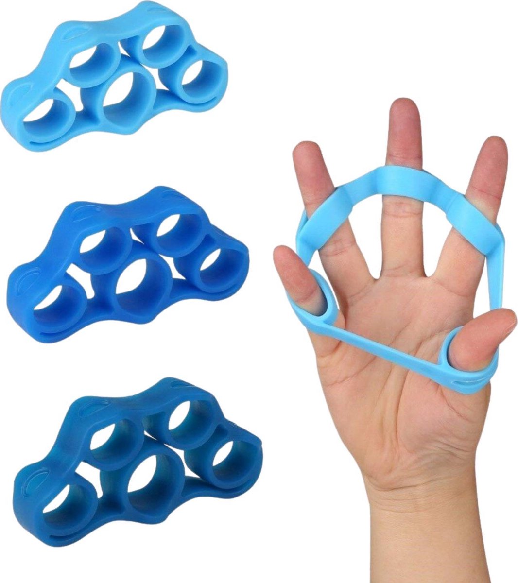 Vingertrainer - set van 3 levels - Handtrainer - Krachttraining - Vingerstretcher - Vingergripper - Vinger training - Hand trainer - Yoga stretcher - Finger exercise - Krachttrainer - Vinger oefening - Hand Spieren Trainer
