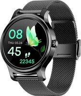 Belesy® SMART - Smartwatch Dames - Smartwatch Heren - Horloge - Bluetooth Bellen - Stappenteller - 1.3 inch - Kleurenscherm - Full Touch - Zwart - Staal - Moederdag