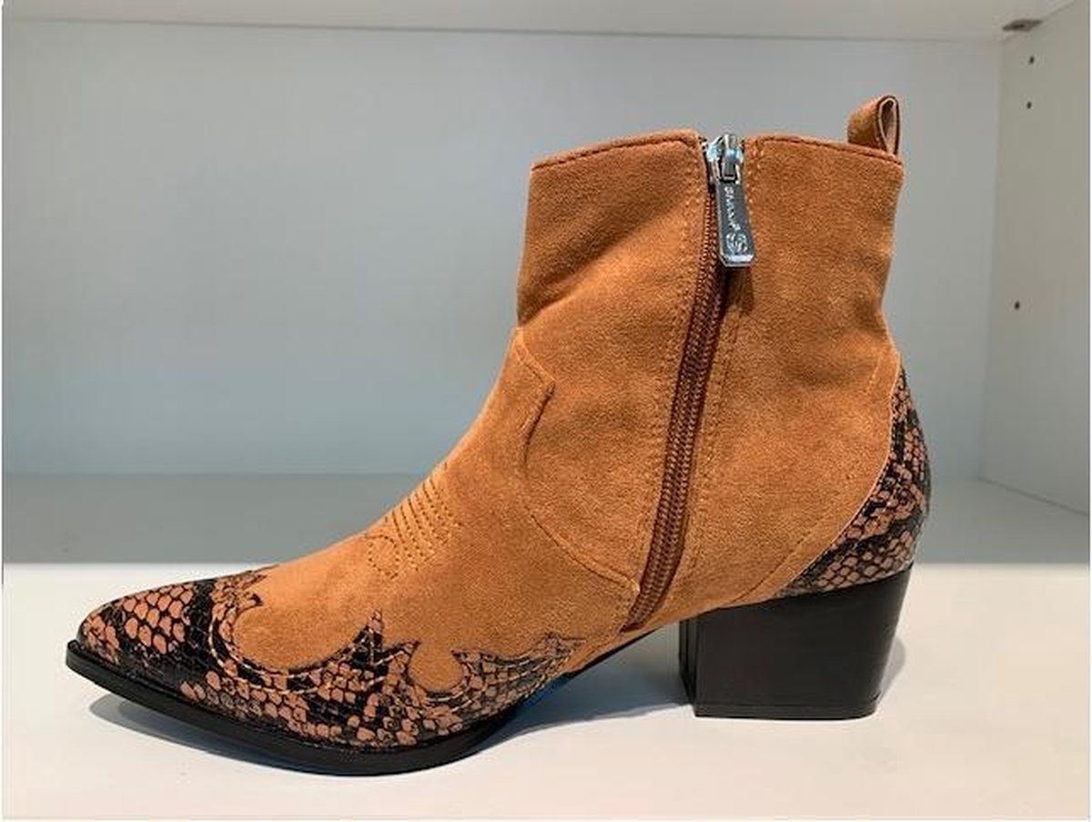 Merkloos Sans marque Enkellaars met Snakeprint Cognac