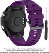 Paars Siliconen horloge bandje 26mm Quickfit Compatibel voor Garmin Fenix 3 / 3 HR / 3 Sapphire / 5X / 6X, D2, Quatix 3, Tactix, Descent MK1, Foretrex 601 en 701 – Maat: zie maatfo