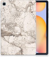 Cover Geschikt voor Samsung Galaxy Tab S6 Lite | Tab S6 Lite 2022 Tablet Siliconen Backcase Marmer Beige met transparant zijkanten