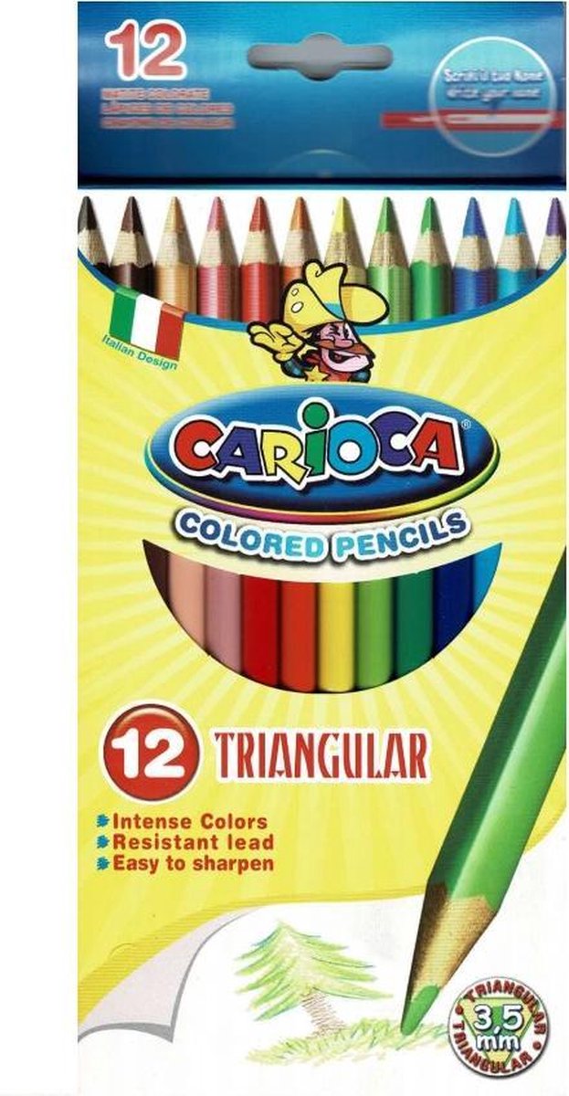12 Carioca Driekant kleurpotloden - 3,5mm