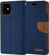 Apple iPhone 12 Denim Bookcase - Blauw - Spijkerstof - Portemonnee hoesje