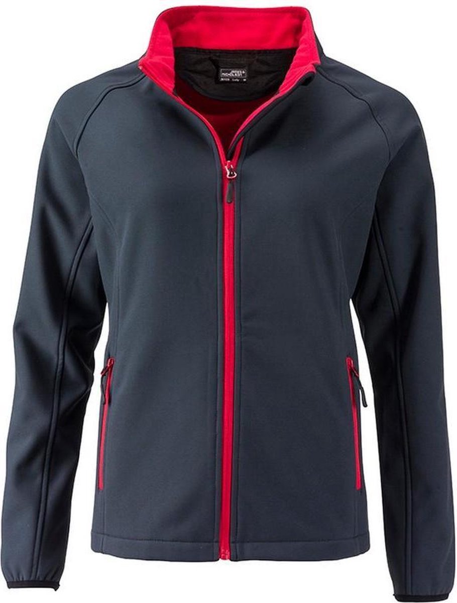 James and Nicholson Dames/dames Promo Softshell Jacket IJzergrijs Rood