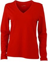 James and Nicholson Dames/dames Rekken V-hals langgevouwen Shirt (Rood)