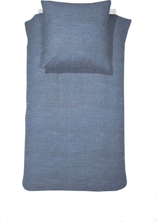 Parure housse de couette 1 personne Cinderella Lyn 135x200cm coton grisaille bleu + 1 taie d'oreiller 60x70