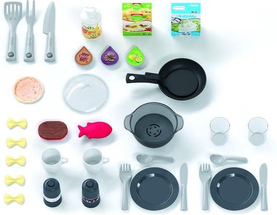 Smoby - Tefal Studio Bubble XXL keuken - keuken in extravagante hoekvorm, met geluid, voor kinderen vanaf 3 jaar, met veel accessoires, rood