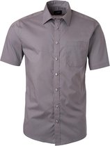 James and Nicholson Herenshort Poplin Shirt met korte mouwen (Staalgrijs)