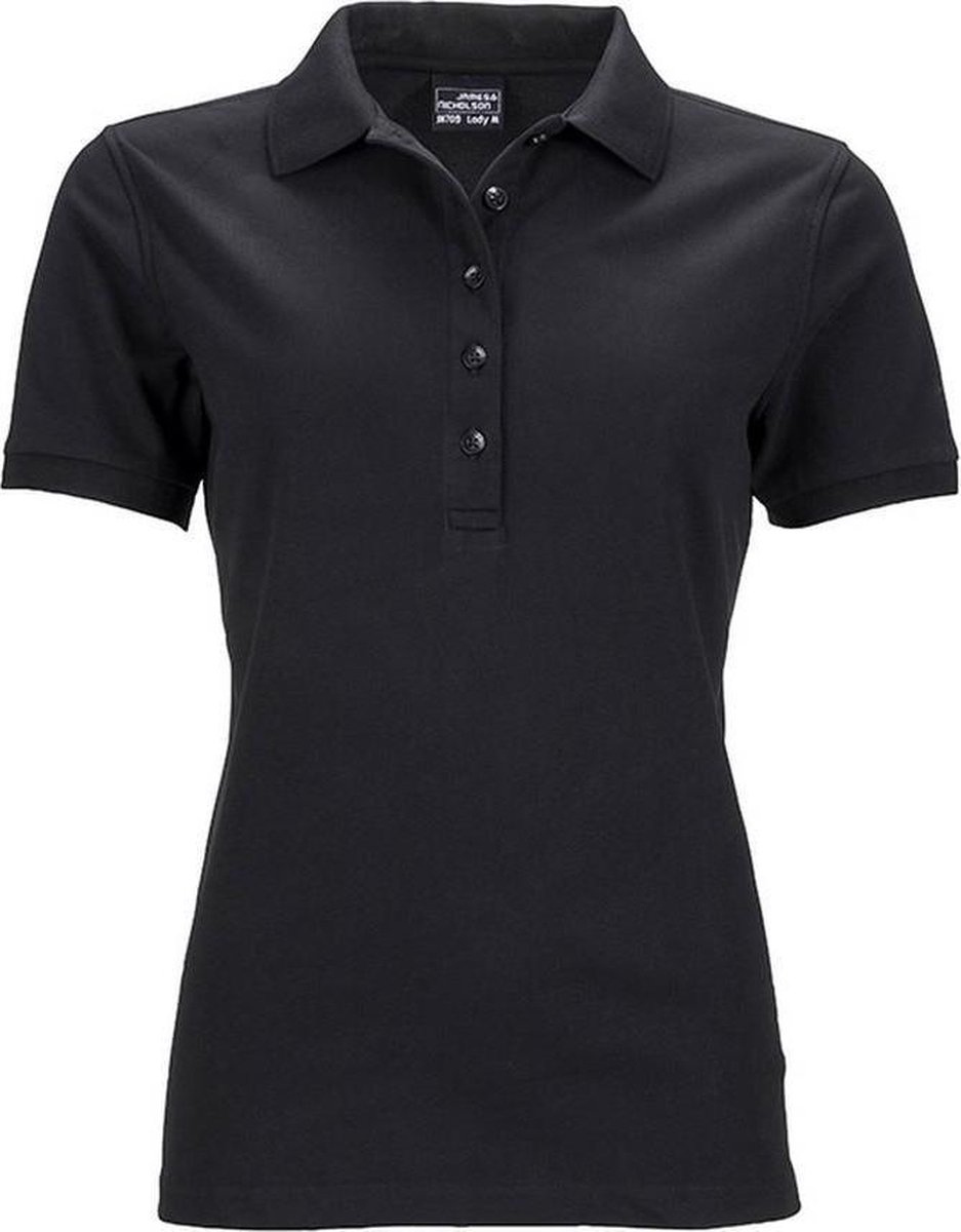 James and Nicholson Dames/dames Elastisch Pique Poloshirt (Zwart)