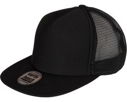 Myrtle Beach Volwassenen Unisex 5 Panel Flat Peak Cap (Zwart/Zwart)
