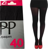 Pretty Polly Panty - Dikke Panty - Zacht - Platte Naden - Katoen Kruisje - 3D Fit - Micro Fibre - Opaque - 80 Denier - M/L - Zwart