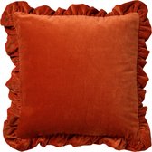 YARA - Kussenhoes velvet Potters Clay 45x45 cm - oranje