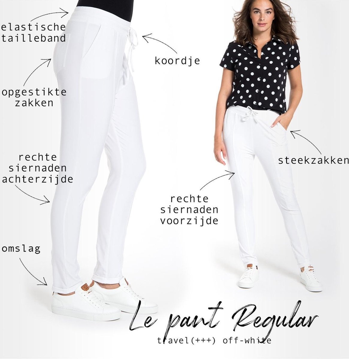 Witte Broek/Pantalon van Je m'appelle - Dames - Travelstof - Maat M - 2  maten beschikbaar | bol