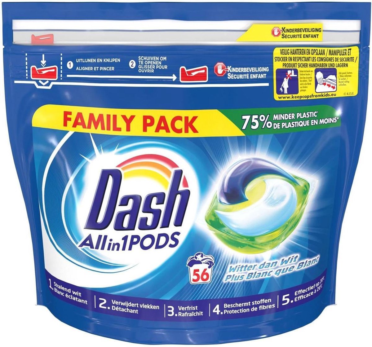 Dash All-in-1 Pods Capsules de lavage régulier 56 lavages | bol.com