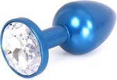 O-products Plug anal en aluminium bleu avec cristal ornemental Wit