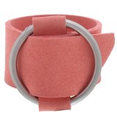Armband van breed roze kunstleer met metalen riemgesp