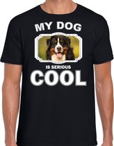 Berner sennen honden t-shirt my dog is serious cool zwart - heren - Berner sennens liefhebber cadeau shirt S