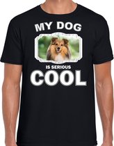 Sheltie honden t-shirt my dog is serious cool zwart - heren - Shelties liefhebber cadeau shirt M