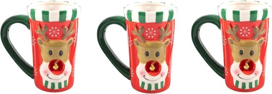 Kerstbeker, kerstmok, porseleinen mok voor kinderen, winter vrienden, 300 ml (vos