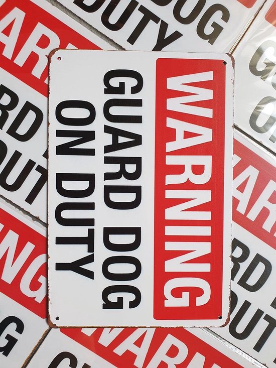 Warnschild 'Guard Dog On Duty' – Retro-Blechschild Für Garten, Hof, Tür Oder Cafe (Vintage Deko)